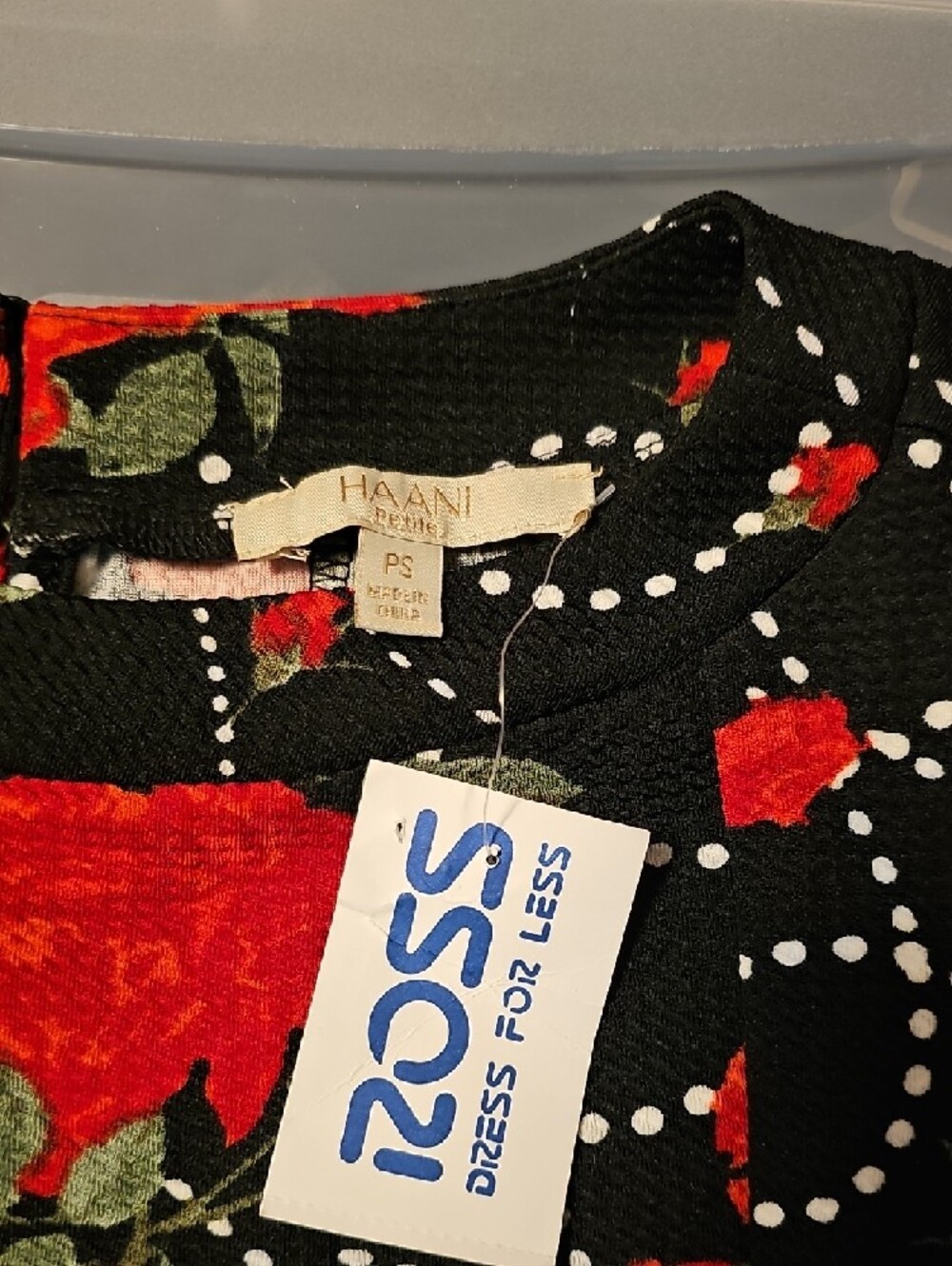 Womens Black Sleeveless Dress with Red Floral Print - Picture 5 of 5